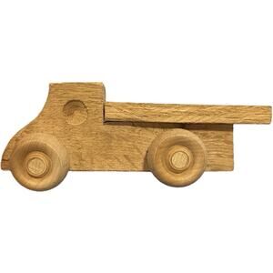Vintage Handmade Wood Toy Pickup Truck Flatbed Rolling Wheels Wooden Vehicle
